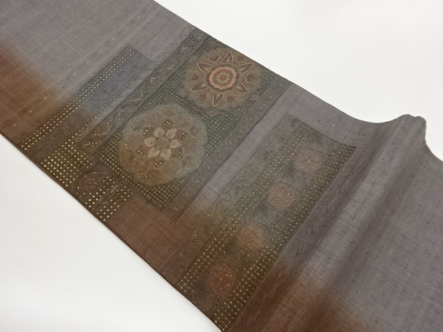 JAPANESE KIMONO / TSUMUGI SHANTOU SHANTOU SAGARA EMBROIDERY / VARIANT 